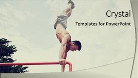  Presentation with parallel - Beautiful slides featuring handstand - fitness sport training and lifestyle backdrop and a  colored foreground