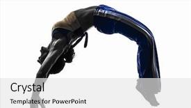  Presentation with dancing - Colorful PPT theme enhanced with handstand - one caucasian woman capoeira dancer backdrop and a white colored foreground