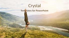  Presentation with yoga cartoon postures - Slides consisting of handstands - extreme yoga practice mixed media background and a  colored foreground