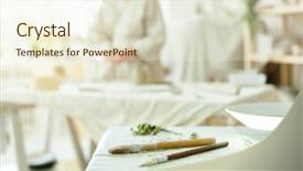  Presentation with clay - Colorful slide set enhanced with handtools of craftsperson for making backdrop and a  colored foreground