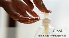  Presentation with liquid soap hand wash - Presentation design enhanced with handwashing-hand-wash-with-liquid background and a sky blue colored foreground