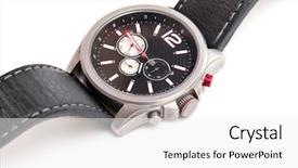  Presentation with leather - Slide set featuring handwatch - hand watch macro isolated leather background and a white colored foreground