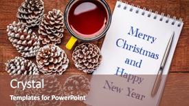  Presentation with happy new year - Colorful slides enhanced with handwriting in a art sketchbook backdrop and a tawny brown colored foreground