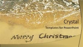  Presentation with merry christmas - Presentation design enhanced with handwritten in sand on beach background and a yellow colored foreground