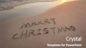  Presentation with merru christmas - Cool new PPT theme with handwritten in sand on beach backdrop and a violet colored foreground