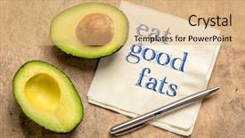  Presentation with good - Amazing slide deck having handwritting - eat good fats healthy eating backdrop and a coral colored foreground