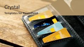  Presentation with black cats - Presentation with handy card - black leather opened purse background and a coral colored foreground