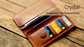  Presentation with brown leather - Beautiful presentation featuring handy card - brown leather opened purse backdrop and a coral colored foreground