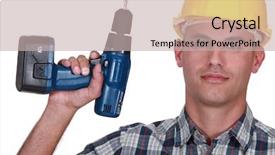  Presentation with drill - Slide deck consisting of handy man - artisan with drill background and a  colored foreground