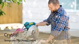  Presentation with construction site construction - Colorful slide set enhanced with old brick stone wall texture background colorful and cracked backdrop and a gray colored foreground