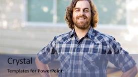  Presentation with portrait of a horse - Cool new PPT theme with keep warm problems stray animal backdrop and a light gray colored foreground