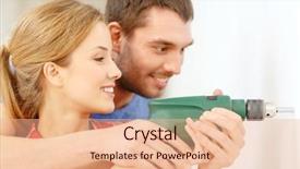  Presentation with home design - Slide set having handy man - repair interior design building renovation background and a lemonade colored foreground