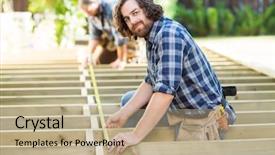  Presentation with construction site construction - Cool new PPT theme with handy man - side view portrait of mid backdrop and a coral colored foreground