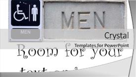  Presentation with cement - PPT theme consisting of handycaps - cement men's restroom sign background and a light gray colored foreground