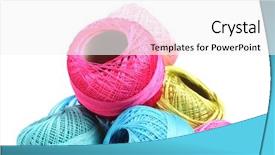  Presentation with knitting - Audience pleasing slide deck consisting of handycraft - bright threads for knitting isolated backdrop and a white colored foreground