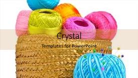  Presentation with few thread bobbin isolated - Slides having handycraft - bright threads for knitting background and a  colored foreground