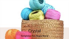  Presentation with bright white - Cool new presentation design with handycraft - bright threads for knitting backdrop and a  colored foreground