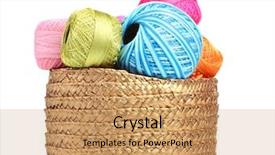  Presentation with few thread bobbin isolated - Cool new PPT theme with handycraft - bright threads for knitting backdrop and a  colored foreground