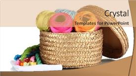  Presentation with threads fabric - Beautiful slides featuring handycraft - bright threads for needlework backdrop and a coral colored foreground