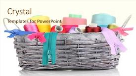  Presentation with bright white - Audience pleasing PPT theme consisting of handycraft - bright threads in basket isolated backdrop and a  colored foreground