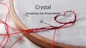  Presentation with embroidery - PPT theme consisting of handycraft - embroidery hoop with canvas background and a light gray colored foreground