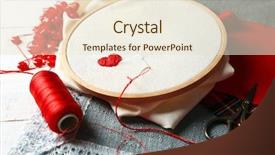  Presentation with embroidery - Amazing PPT layouts having handycraft - embroidery hoop with canvas backdrop and a  colored foreground