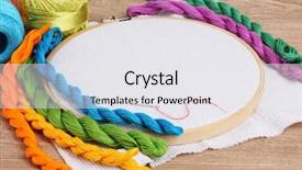  Presentation with embroidery - Beautiful PPT theme featuring handycraft - embroidery hoop with canvas backdrop and a white colored foreground