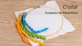  Presentation with embroidery - Colorful slides enhanced with handycraft - embroidery hoop with canvas backdrop and a coral colored foreground