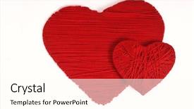  Presentation with heart disease and heartbeat symbol - Presentation theme having handycraft - two knit hearts - symbol background and a white colored foreground