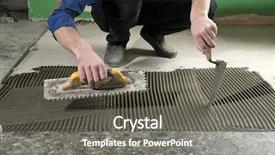  Presentation with glue - Colorful slide set enhanced with glues - handyman applying ceramic glue backdrop and a gray colored foreground