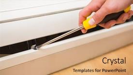  Presentation with air conditioning - Beautiful presentation featuring handyman fixing an air conditioning backdrop and a coral colored foreground