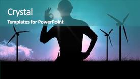  Presentation with magical - Amazing slide set having handyman gesturing ok sign against magical sky backdrop and a teal colored foreground