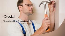  Presentation with nail tech - Theme having handyman hammering nail in wall background and a  colored foreground