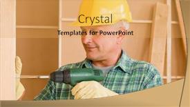  Presentation with home improvement - Slides enhanced with handyman home improvement working on wall renovations using screwdriver background and a yellow colored foreground