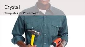  Presentation with renovation - Slides with handyman isolated over white background house renovation background and a light gray colored foreground