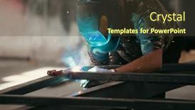  Presentation with welding - Presentation theme having handyman-performing-welding-and-grinding background and a tawny brown colored foreground