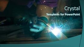  Presentation with handyman - PPT theme enhanced with handyman-performing-welding-and-grinding background and a navy blue colored foreground