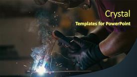  Presentation with welding - Slide set with handyman-performing-welding-and-grinding background and a tawny brown colored foreground