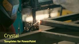  Presentation with welding - Slide deck consisting of handyman-performing-welding-and-grinding background and a tawny brown colored foreground