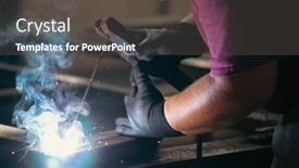  Presentation with welding - Presentation theme consisting of handyman-performing-welding-and-grinding background and a dark gray colored foreground