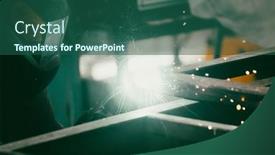  Presentation with handyman - Presentation theme with handyman-performing-welding-and-grinding background and a ocean colored foreground