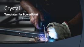  Presentation with welding - PPT theme featuring handyman-performing-welding-and-grinding background and a dark gray colored foreground
