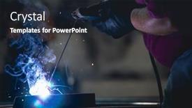  Presentation with handyman - Slide deck consisting of handyman-performing-welding-and-grinding background and a wine colored foreground