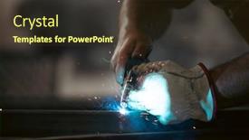  Presentation with handyman - Slides with handyman-performing-welding-and-grinding background and a tawny brown colored foreground