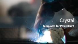  Presentation with welding - Theme consisting of handyman-performing-welding-and-grinding background and a ocean colored foreground