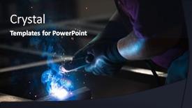  Presentation with handyman - Slide deck having handyman-performing-welding-and-grinding background and a wine colored foreground