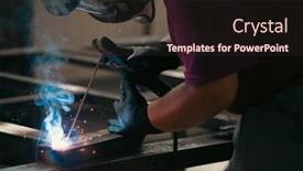  Presentation with handyman - Slides enhanced with handyman-performing-welding-and-grinding background and a wine colored foreground