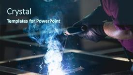  Presentation with handyman - Slide set featuring handyman-performing-welding-and-grinding background and a ocean colored foreground