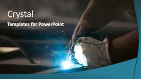  Presentation with handyman - Slide set with handyman-performing-welding-and-grinding background and a dark gray colored foreground