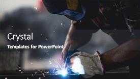  Presentation with handyman - PPT theme consisting of handyman-performing-welding-and-grinding background and a dark gray colored foreground